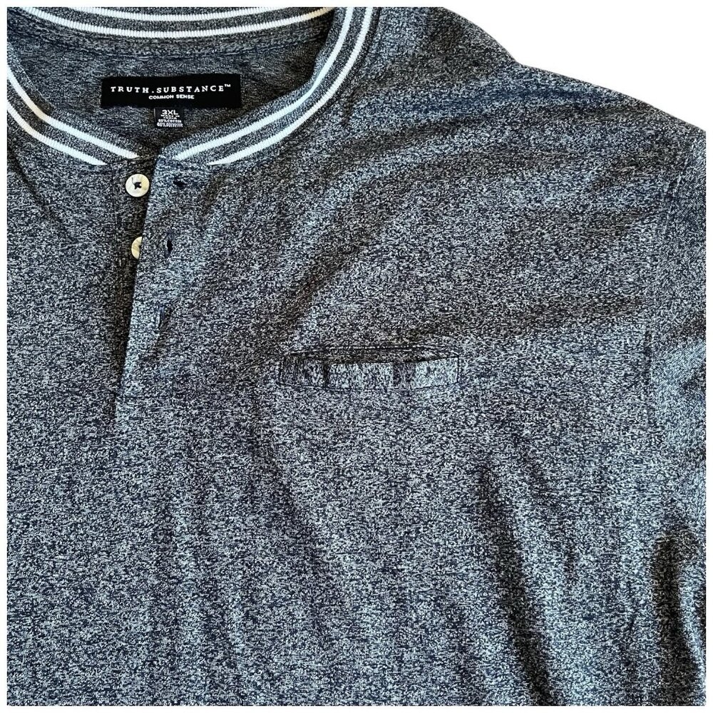 Truth Substance Common Sense Pullover Shirt 3 Button Heather Grey Pocket 3XL - Picture 9 of 9